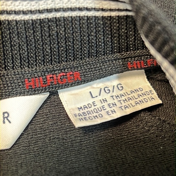 TOMMY HILFIGER JEANS BLACK WITH WHITE ACCENTS ZIP LIGHTWEIGHT JACKET LARGE - Picture 10 of 11